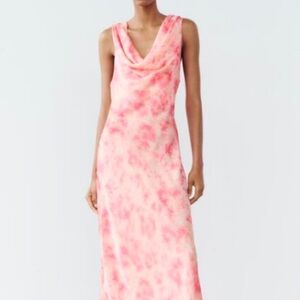 Elegant Pink Tie-Dye Maxi Dress